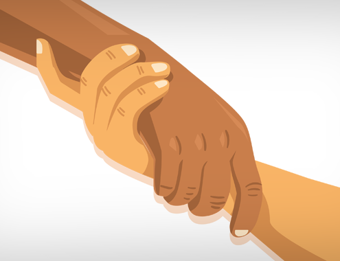 Grafik: Hände greifen einander helfend (Copyright: Freepik)