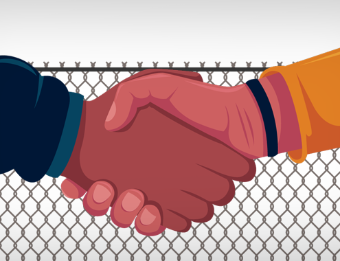 Hände, die sich greifen, vor Zaun (Copyright: Pikisuperstar via Freepik)